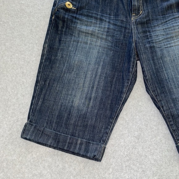 G-Unit Shorts Women's 15 Denim Bermuda Gold Buttons Rhinestone Y2K Hip Hop 50 - Picture 2 of 16